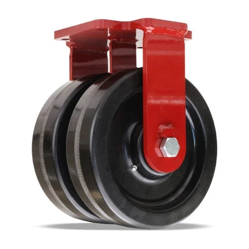 Hamilton Extra Heavy Duty Dual-Wheel Rigid Caster with 10" x 3" Plastex Phenolic Wheels with 1" Straight Roller Bearings Hamilton