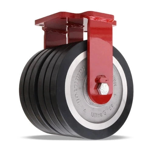 Hamilton Extra Heavy Duty Dual-Wheel Rigid Caster with 10" x 3" UltraGlide™ (70D) Triple Wheel Black Tread on Aluminum Core with 3/4" Sealed Precision Ball Bearings CasterHQ