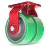 Hamilton Extra Heavy Duty Dual-Wheel Rigid Caster with 6" x 3" Duralast® Polyurethane (95A) on Cast Iron Wheels with 3/4" Sealed Precision Ball Bearings - 3,900 lbs Capacity CasterHQ