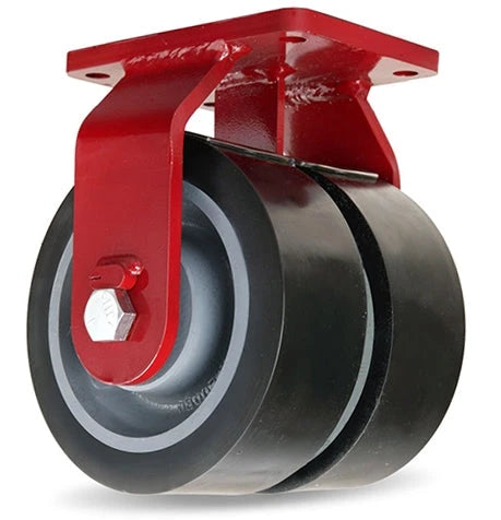 Hamilton Extra Heavy Duty Dual-Wheel Rigid Caster with 6" x 3" Duralast XC® Polyurethane (70D) on Cast Iron Wheels with 3/4" Sealed Precision Ball Bearings - 4,500 lbs Capacity Hamilton