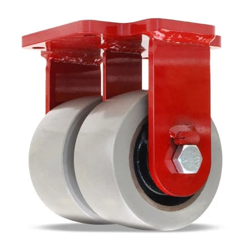 Hamilton Extra Heavy Duty Dual-Wheel Rigid Caster with 6" x 3" DuraGlide Wheel 1" thick Polyurethane (95A) Wheels with 3/4" Sealed Precision Ball Bearings Hamilton