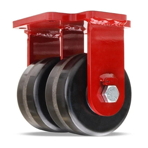 Hamilton Extra Heavy Duty Dual-Wheel Rigid Caster with 6" x 3" Plastex Phenolic Wheels with 1" Straight Roller Bearings Hamilton
