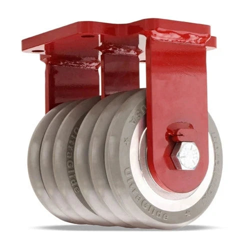 Hamilton Extra Heavy Duty Dual-Wheel Rigid Caster with 6" x 3" UltraGlide™ (95A) Triple Wheel Grey Tread on Aluminum Core with 3/4" Sealed Precision Ball Bearings CasterHQ