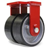Hamilton Extra Heavy Duty Dual-Wheel Rigid Caster with 8" x 3" Duralast XC® Polyurethane (70D) on Cast Iron Wheels with 3/4" Sealed Precision Ball Bearings CasterHQ