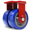 Hamilton Extra Heavy Duty Dual-Wheel Rigid Caster with 8" x 3" Ergo-Glide XT 1" thick Polyurethane (85A) Wheels with 3/4" Sealed Precision Ball Bearings Hamilton