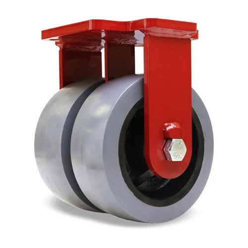 Hamilton Extra Heavy Duty Dual-Wheel Rigid Caster with 8" x 3" DuraGlide Wheel 1" thick Polyurethane (95A) Wheels with 3/4" Sealed Precision Ball Bearings Hamilton