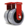 Hamilton Extra Heavy Duty Dual-Wheel Rigid Caster with 8" x 3" DuraGlide Wheel 1" thick Polyurethane (95A) Wheels with 3/4" Sealed Precision Ball Bearings Hamilton