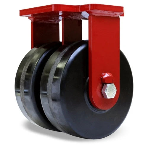 Hamilton Extra Heavy Duty Dual-Wheel Rigid Caster with 8" x 3" Plastex Phenolic Wheels with 1" Straight Roller Bearings Hamilton