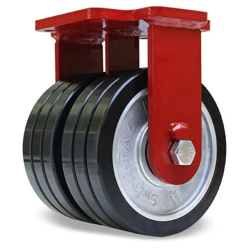 Hamilton Extra Heavy Duty Dual-Wheel Rigid Caster with 8" x 3" UltraGlide™ (70D) Triple Wheel BlackTread on Aluminum Core with 3/4" Precision Ball Bearings CasterHQ