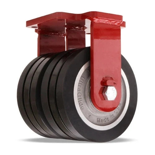 Hamilton Extra Heavy Duty Dual-Wheel Rigid Caster with 8" x 3" UltraGlide™ (70D) Triple Wheel Black Tread on Aluminum Core with 3/4" Sealed Precision Ball Bearings CasterHQ