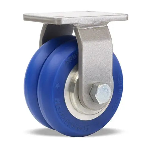 Hamilton Endurance Rigid Caster R-EN-35SWC85 - UltraGlide Twin Wheel with Blue Tread on Aluminum Core & 3/4" Sealed Precision Ball Bearings -  | CasterHQ