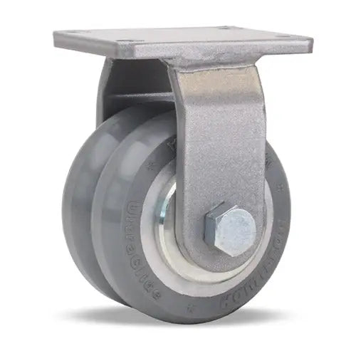 Hamilton 4x2" UltraGlide (95A) Twin Wheel Rigid Caster - 900 lbs Load Capacity - Grey TreR-EN-4SWC95 - Aluminum Core - 3/4" Sealed Precision Ball Bearings -  | CasterHQ