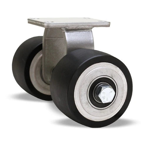 R-EN2-35DB70 Hamilton Dual Wheel Rigid Caster - 3 1/2" x 2" Duralast XC Polyurethane on Aluminum - Precision Ball Bearings Hamilton
