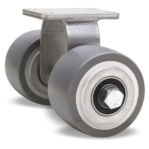 Hamilton Endurance Dual Wheel Rigid Caster R-EN2-35GB95 | 3 1/2" x 2" DuraGlide Polyurethane on Aluminum | Heavy-Duty Precision Ball Bearing Hamilton