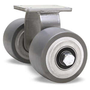 Hamilton Endurance Dual Wheel Rigid Caster R-EN2-35GB95 | 3 1/2" x 2" DuraGlide Polyurethane on Aluminum | Heavy-Duty Precision Ball Bearing Hamilton