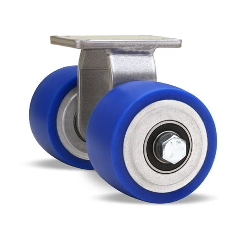 R-EN2-35SPB Hamilton Dual Wheel Rigid Caster - 3 1/2" x 2" Ergo-Glide Polyurethane on Aluminum with Precision Ball Bearing Hamilton