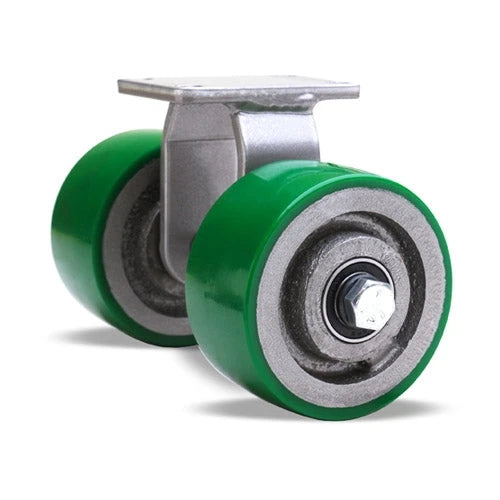 Hamilton R-EN2-4DB Dual Wheel Rigid Caster - 4x2" Duralast Polyurethane on Cast Iron - Heavy-Duty with Sealed Precision Bearings Hamilton