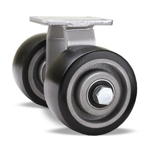 Hamilton Endurance R-EN2-4DB70 Dual Wheel Rigid Caster - Duralast XC Polyurethane (70D) on Aluminum Wheels with Precision Bearings Hamilton