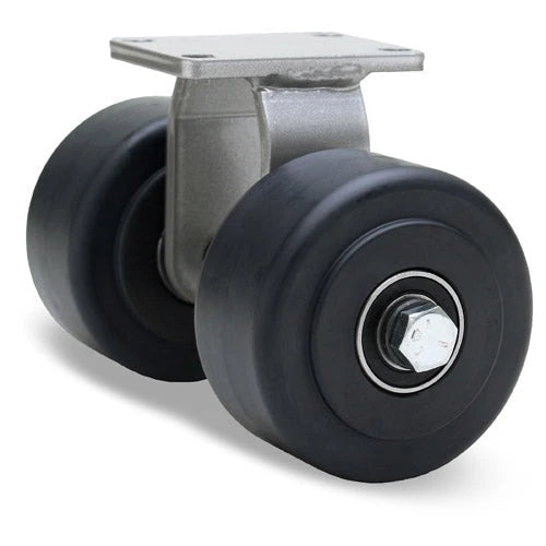 Hamilton 1000 lbs Load Capacity Dual Wheel Rigid Caster - (2) 4" x 2" Nylast High Performance Cast Nylon Wheels with 1/2" Sealed Precision Ball Bearings - R-EN2-4NYB Hamilton