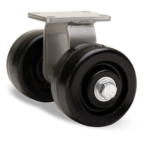 Hamilton Endurance 1000 lbs. Load Capacity Rigid Caster - Dual 4" x 2" Plastex Phenolic Wheels with 3/4" Straight Roller Bearing - R-EN2-4P Hamilton