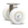 Hamilton Endurance Dual Wheel Rigid Caster - 1000 lbs Load Capacity - (2) 4"x2" White Nylon Wheels - 1/2" Sealed Precision Ball Bearing Hamilton
