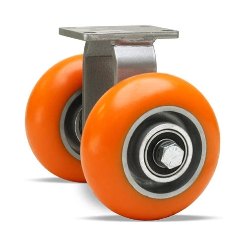 Hamilton 5" Dual Wheel Rigid Caster - 1000 lbs Load Capacity - Ergo-Tech Donut Tread Polyurethane (87A) on Aluminum - 1/2" Sealed Precision Bearing Hamilton