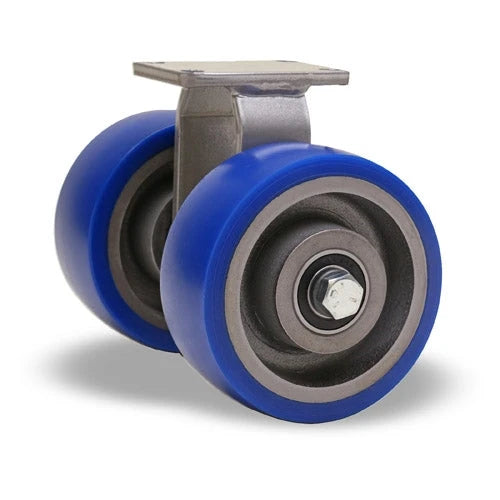 Hamilton 1000 lbs. Load Capacity Dual Wheel Rigid Caster - 5"x2" ErgoGlide Polyurethane on Aluminum Wheels, 1/2" Sealed Precision Ball Bearing - R-EN2-5SPB Hamilton