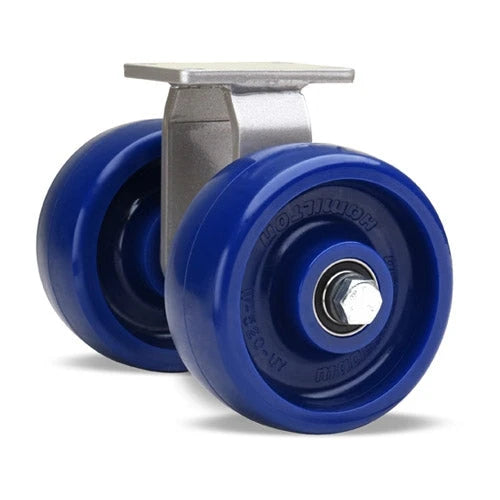 5" x 2" Dual Wheel Rigid Caster - Hamilton Endurance with Unilast Solid Poly Wheels & 1/2" Sealed Precision Ball Bearing Hamilton