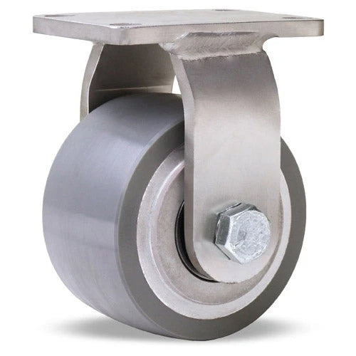 Hamilton Endurance Stainless Steel Rigid Caster 3 1/2" - DuraGlide Polyurethane on Aluminum Wheel - Sealed Precision Ball Bearings Hamilton