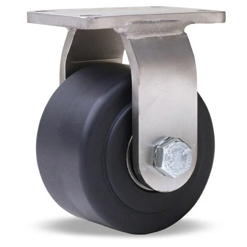 Hamilton 750 lbs. Load Capacity Stainless Steel Rigid Caster - 3 1/2" x 2" Nylast Nylon Wheels - 1/2" Sealed Precision Ball Bearings - Endurance High Performance Hamilton