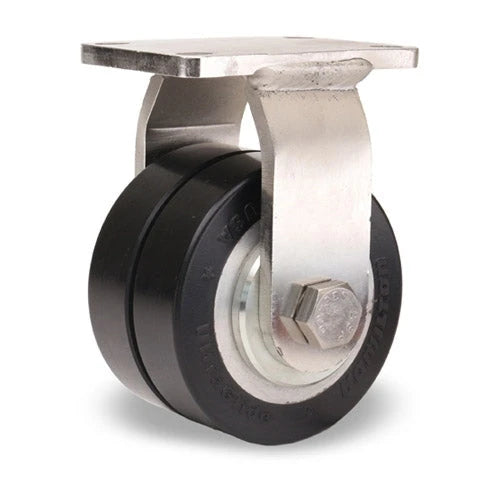 R-ENS-35SWF70D Hamilton Rigid Caster: 3 1/2" UltraGlide Twin Wheel with Sealed Bearings - Industrial Grade Stainless Steel Hamilton
