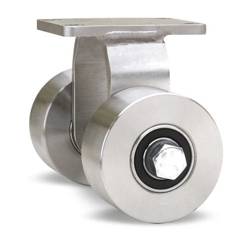 Hamilton 750 lbs Load Capacity Dual Wheel Stainless Steel Rigid Caster - (2) 3"x2" Solid Wheels, 1/2" Sealed Precision Ball Bearings - R-ENS2-3SB Endurance Series Hamilton