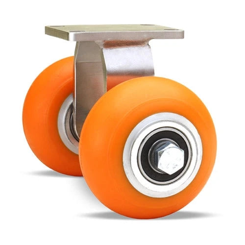 Hamilton Endurance Dual Wheel Stainless Steel Rigid Caster R-ENS2-42EMB - 750 lbs. Capacity with 4"x2" Ergo-Tech Donut Tread Polyurethane Wheels and Precision Bearings Hamilton