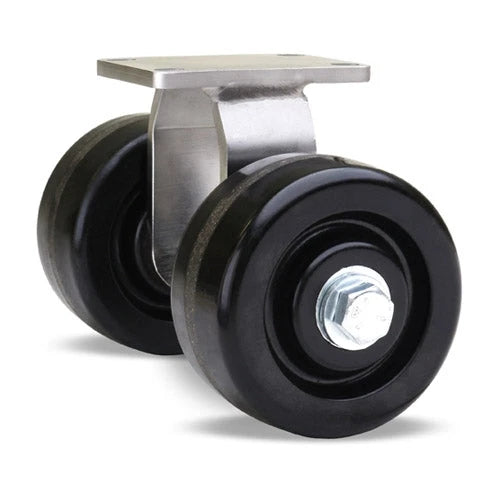 Hamilton 750 lbs Dual-Wheel Stainless Steel Rigid Caster - 4"x2" Plastex Phenolic Wheels with Precision Bearings Hamilton