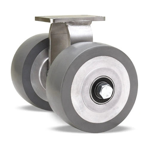 Hamilton R-ENS2-5GSB95 Dual Wheel Stainless Steel Rigid Caster - 750 lbs Load Capacity with 5"x2" DuraGlide Polyurethane on Aluminum Wheels & 1/2" Sealed Precision Bearings Hamilton