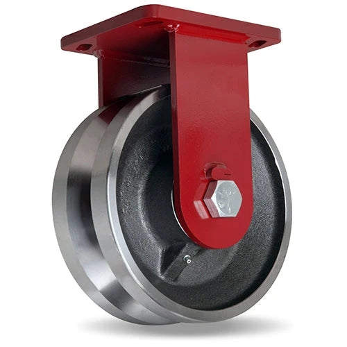 10,000 lbs Load Capacity Hamilton Rigid Caster - 10"x4" Forged Steel V-Grooved Wheel - Enhanced Precision Super Duty with 1 1/4" Tapered Roller Bearing - R-EPSD-104FVT Hamilton