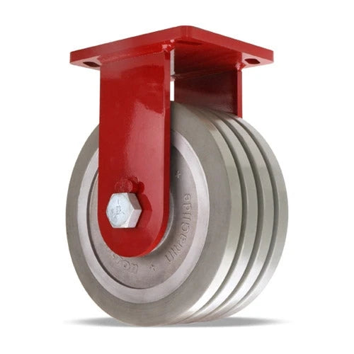 Hamilton Enhanced Precision Super Duty Rigid Caster with 10" x 4" UltraGlide (70D) Quad-Wheel Black Tread on Aluminum Core with 1" Sealed Precision Ball Bearings Hamilton