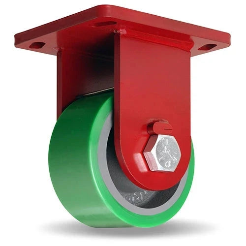 Hamilton Enhanced Precision Super Duty Rigid Caster featuring HPI™ Swivel Technology with 6" x 3" Duralast Polyurethane (95A) on Cast Iron Wheel with 1" Sealed Precision Ball Bearings CasterHQ