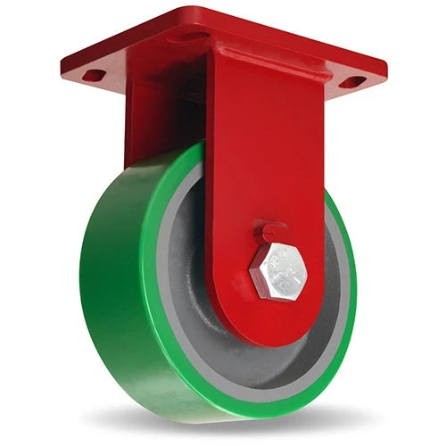 Hamilton Enhanced Precision Super Duty Rigid Caster featuring HPI Swivel Technology with 8" x 3" Duralast Polyurethane (95A) on Cast Iron Wheel with 1" Sealed Precision Ball Bearings Hamilton
