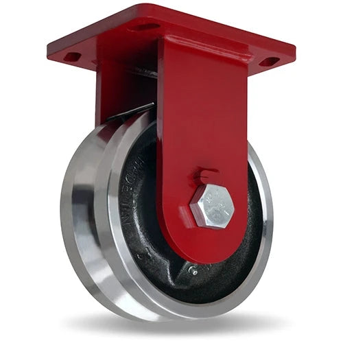 R-EPSD-83FVH Hamilton Enhanced Precision | Super Duty Rigid Caster with 8"x3" Forged Steel V-Grooved Wheel | 1 1/4" Roller Bearing for Industrial Use Hamilton