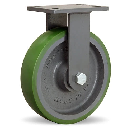 Hamilton Extended Service Rigid Caster with 10" x 2 1/2" Duralast Polyurethane (95A) on Cast Iron Wheel with 3/4" Sealed Precision Ball Bearings Hamilton
