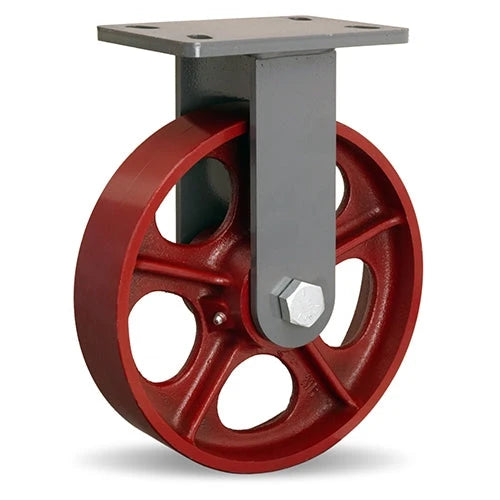 Hamilton Extended Service Rigid Caster with 10" x 2 1/2" Metal Wheel with 1" Straight Roller Bearing Hamilton