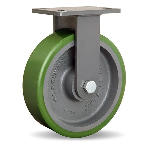 Hamilton Extended Service Rigid Caster with 10" x 3" Duralast Polyurethane (95A) on Cast Iron Wheel with 3/4" Sealed Precision Ball Bearings Hamilton