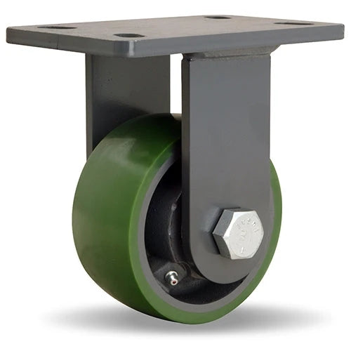 Hamilton Extended Service Rigid Caster with 5" x 2 1/2" Duralast Polyurethane (95A) on Cast Iron Wheel with 1" Straight Roller Bearing Hamilton