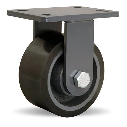 Hamilton Extended Service Rigid Caster with 6" x 3" Duralast XC Polyurethane (70D) on Cast Iron Wheel with 3/4" Sealed Precision Ball Bearings Hamilton