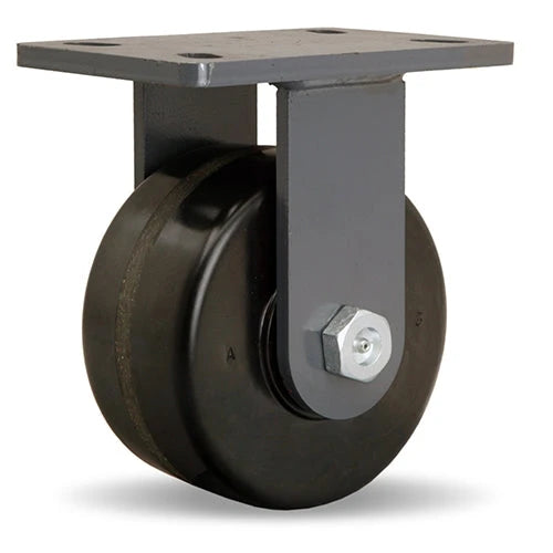 Hamilton Extended Service Rigid Caster with 6" x 3" Plastex Phenolic Wheel with 1" Straight Roller Bearing Hamilton