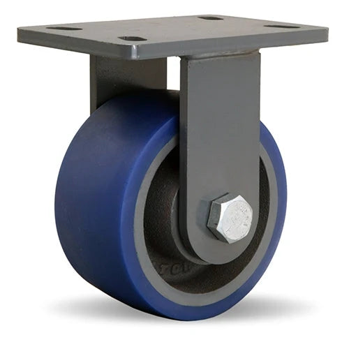 Hamilton Extended Service Rigid Caster with 6" x 3" Ergo-Glide Polyurethane (85A) on Cast Iron Wheel with 3/4" Sealed Precision Ball Bearings Hamilton