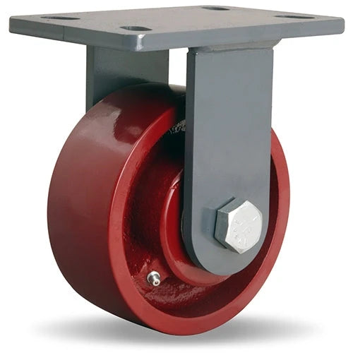 Hamilton Extended Service Rigid Caster with 6" x 2 1/2" Metal Wheel with 1" Straight Roller Bearing Hamilton