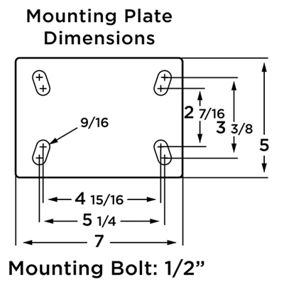 Hamilton Extended Service Rigid Caster with 6" x 2 1/2" Metal Wheel with 1" Straight Roller Bearing Hamilton