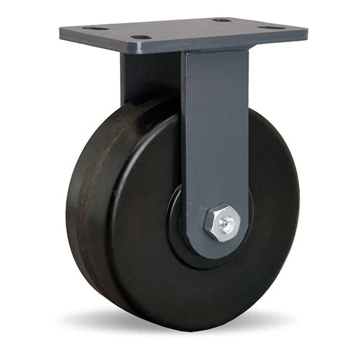 Hamilton Extended Service Rigid Caster with 8" x 3" Plastex Phenolic Wheel with 1" Straight Roller Bearing Hamilton